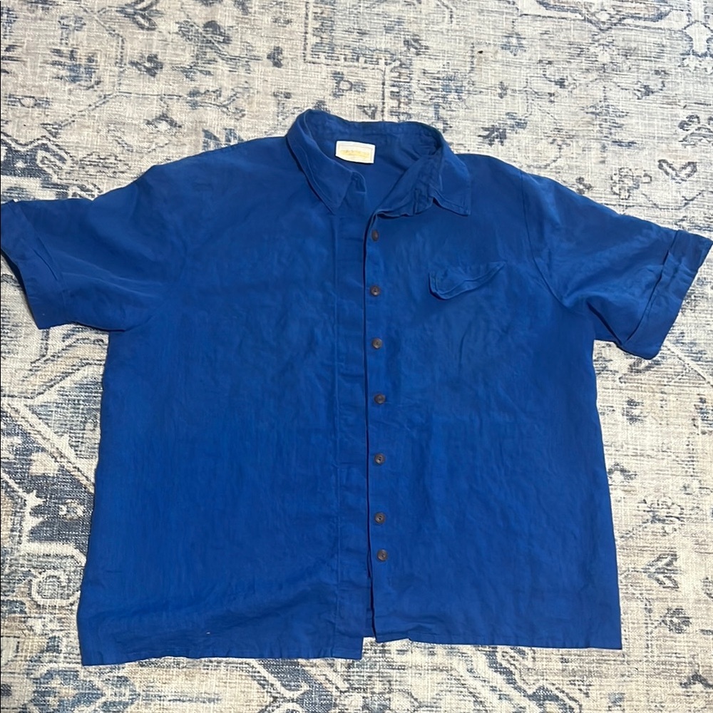 Vintage Geiger Blue Casual Button Down Shirt